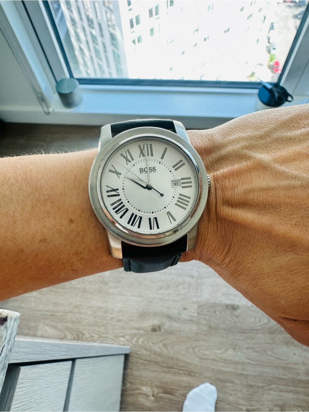 Boss Stainless Steel Watch with Black Leather Strap - Picture 7 of 10